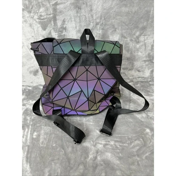 LUXSHE Geometric Iridescent Backpack Luminous Drawstring Backpack READ! - Picture 4 of 16